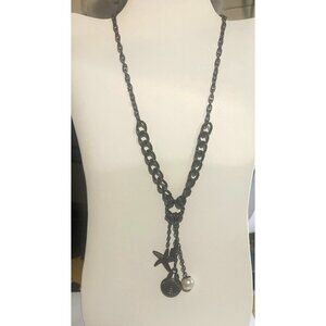 Venice Accessories Chain Link Necklace With Charms NWT Gunmetal Hardware